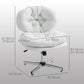 Computer Desk Chair, Armless Office Chair with Wide Padded Seat and Adjustable Height, White
