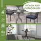 26" Round Patio Table, Outdoor Side Table with Steel Frame and Slat Tabletop for Garden, Balcony, Black