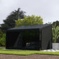 10' x 13' Outdoor Pergola, Wall Mounted Hardtop Lean-to Gazebo with 2 Curtains and 2 Nettings, UV Resistant, for Patio, Deck, Dark Grey
