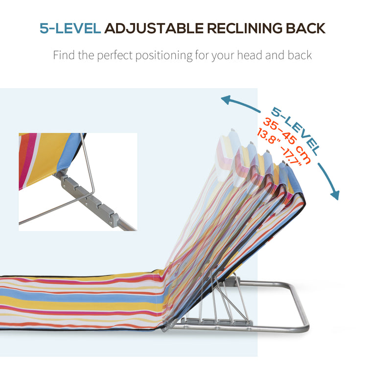 Set of 2 Striped Beach Lounge Chairs with Steel Frame