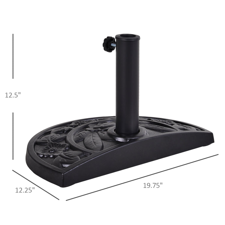20 lb Black Resin Half Round Umbrella Base for 1.5-1.9" Poles