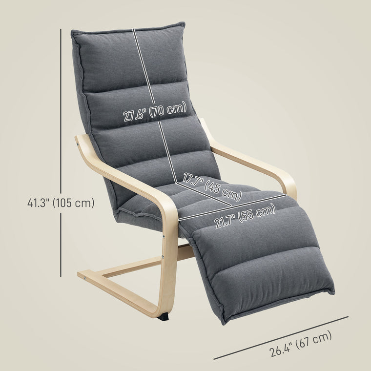 Velvet Accent Chair with Footrest
