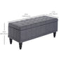 Storage Ottoman, Linen Fabric End of Bed Bench with Soft Close Lid, Button Tufted Storage Bench for Living Room, Entryway or Bedroom, 42" x 17" x 19", Grey