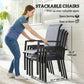 Stackable Patio Chairs Set of 4, Outdoor Dining Chairs with All Weather Breathable Mesh and Armrests, Grey