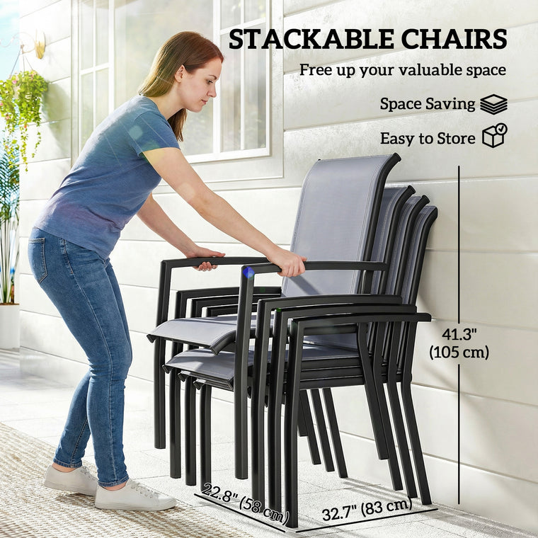Stackable Dining Chairs with Breathable Mesh, Set of 4