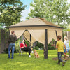 11' x 11' Beige Pop-Up Gazebo with Double Roof & Mesh Sidewalls
