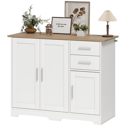 40" Sideboard Buffet Cabinet with 2 Drawers and 3 Doors - White