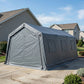 20 x 13 ft Carport, Portable Garage with Roll-Up Door and Windows, PE Canopy, Steel Frame, Dark Grey