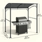 7' x 5' Garden Grill Canopy, BBQ Grill Gazebo Tent with Steel Frame and Hooks, Outdoor Sun Shade, Charcoal Grey