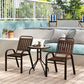 3 Pieces Patio Bistro Set, 2 Stackable Chairs with Tempered Glass Table, for Outdoor, Garden Backyard Porch, Dark Brown