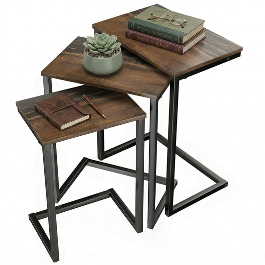 Nesting Coffee Table Set of 3 - Rustic Brown