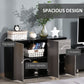 Kitchen Sideboard Storage Cabinet, Modern Coffee Bar with Push-Open Design and 2 Drawers for Living Room, Black