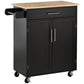 Rolling Kitchen Island Cart with Wood Top - Black