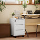 3-Drawer File Cabinet with Wheels, Vertical Filing Cabinet with Lock, White