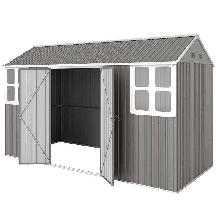 Metal Garden Storage Shed with Lockable Door & Sloped Roof