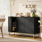Sideboard Buffet Cabinet with 3 Drawers - Black