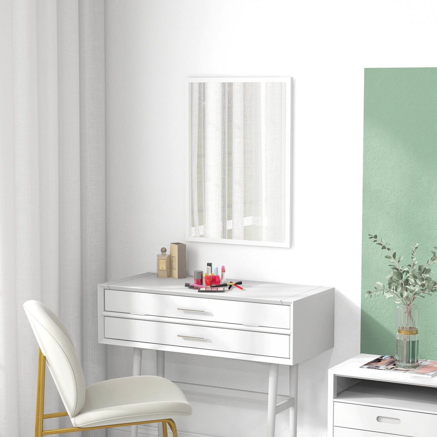 20" x 28" Bathroom Mirror for Wall, Rectangular Mirror for Living Room, Bedroom, Entryway, White