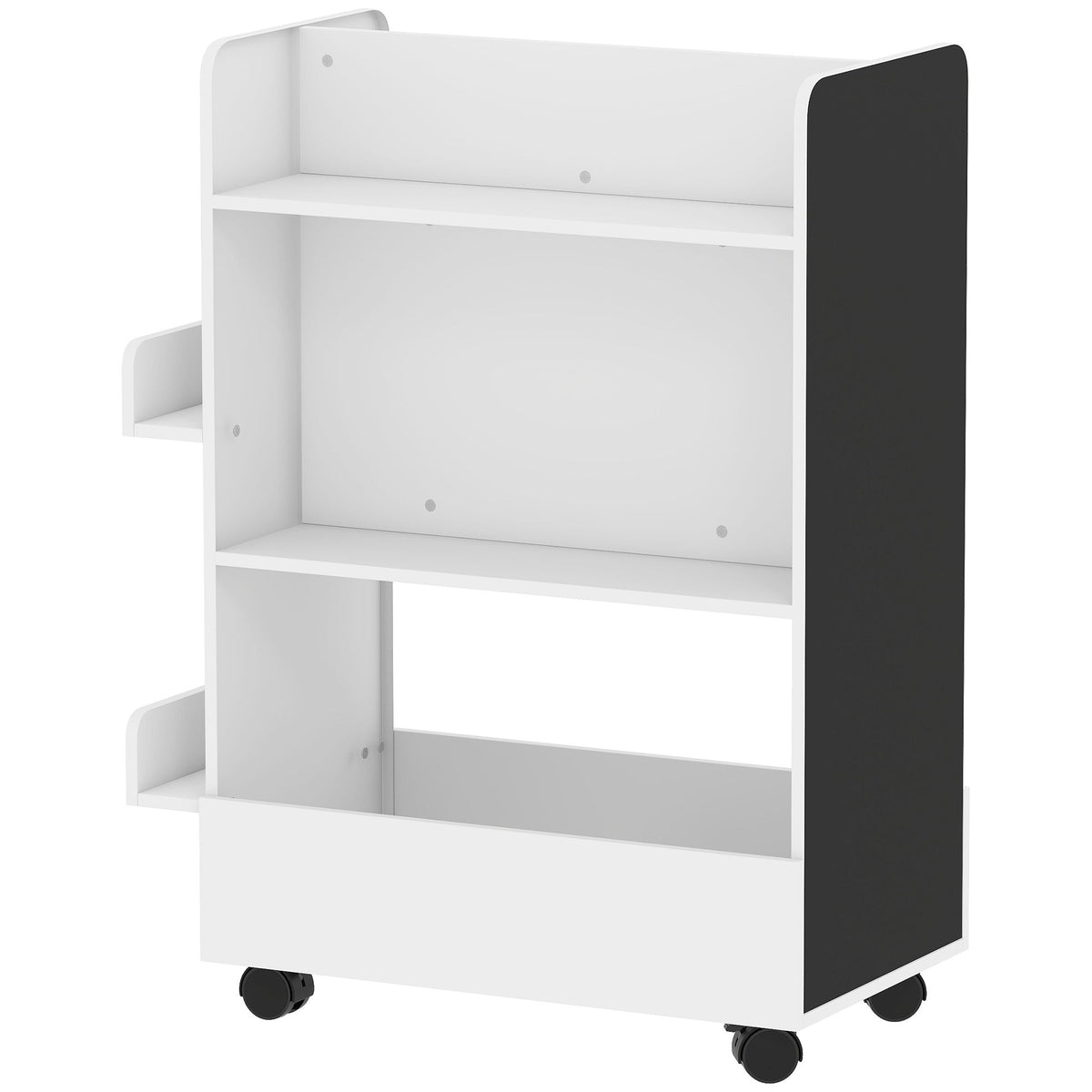 Kids Bookshelf, Kids Bookcase with Wheels & Blackboard, for Nursery, Kids Room, Playroom, for 3-8 Years