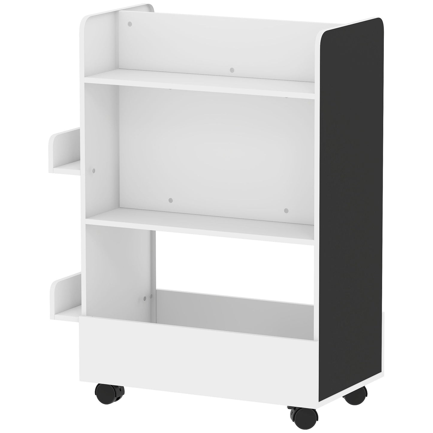 Kids Bookshelf, Kids Bookcase with Wheels & Blackboard, for Nursery, Kids Room, Playroom, for 3-8 Years