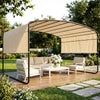 10' x 13' Retractable Pergola Canopy, Outdoor Metal Pergola Gazebo Sun Shade Shelter with Steel Frame, Khaki