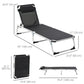 Folding Lounge Chair, Patio Lounger with Headrest, 5-Level Adjustable Backrest, and Aluminum Frame, Black