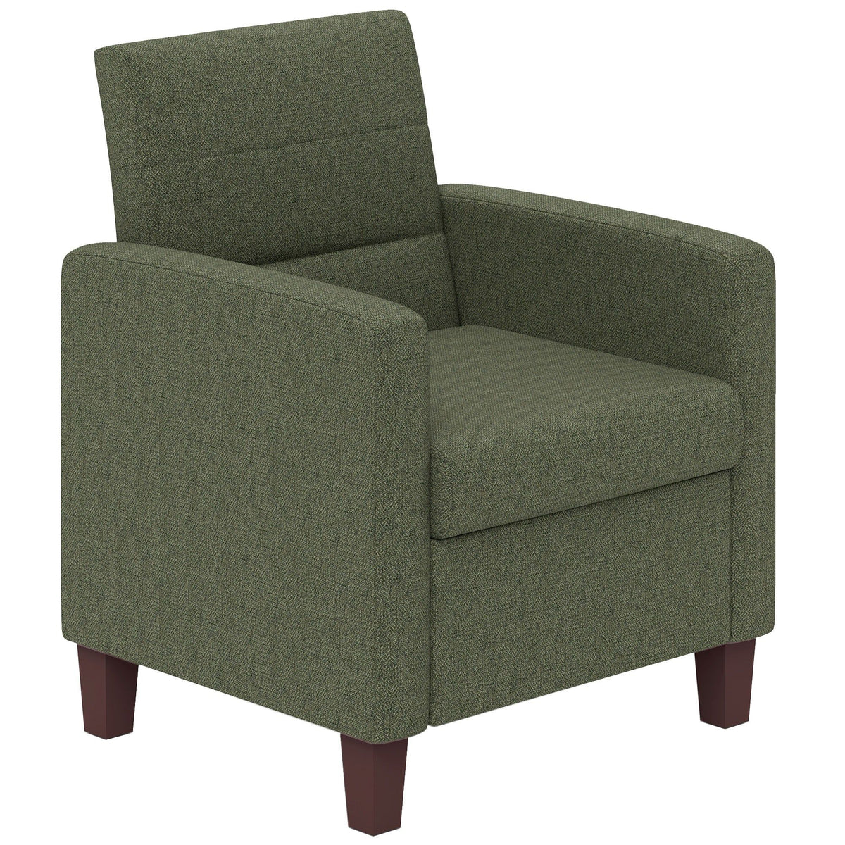 Fabric Accent Armchair with Cushion - Dark Green