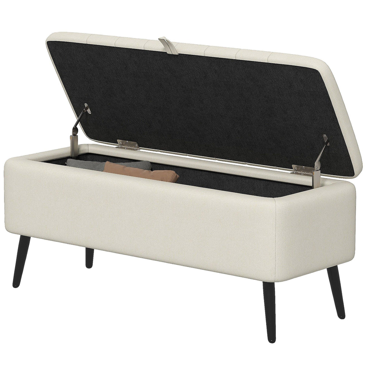 40" Linen Storage Ottoman Bench - Cream White