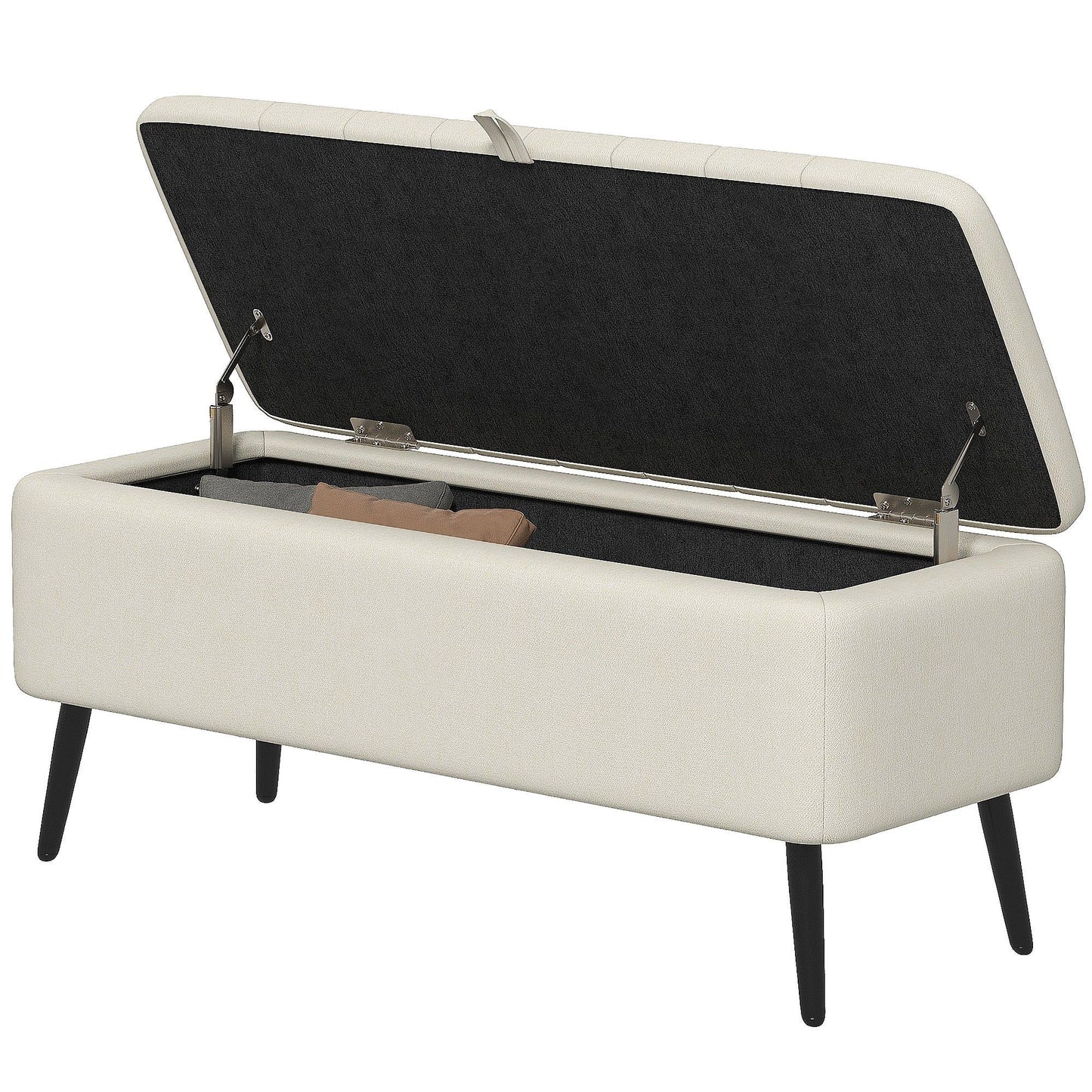 40" Linen Storage Ottoman Bench - Cream White