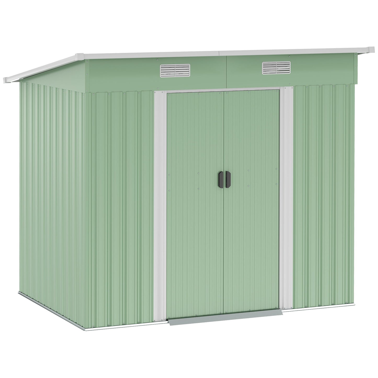 7'x 4' Metal Patio Storage Shed Garden Lockable Shed Tool Utility Storage Unit, Light Green