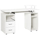 Computer Desk with Keyboard Tray, Home Office Desk with Drawers, CPU Stand, Printer Stand and Open Shelves, Writing Workstation for Study, White