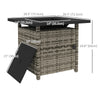 Outdoor PE Rattan Propane Fire Pit Table, 50,000 BTU Pulse-Ignition Wicker Fire Table, Mixed Grey