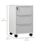 3 Drawer File Cabinet with Wheels, Vertical Filing Cabinet with Lock, Grey