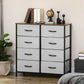 8 Drawer Dresser for Bedroom, Fabric Chest of Drawers with Steel Frame, Wood Grain Top and Handles, Grey