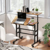 Mobile Stand Up Desk, Height & Angle Adjustable Computer Desk with Wheels for Standing or Sitting, Laptop Desk, Brown