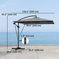 Patio Offset Umbrella UPF 50+ UV Protection, Crank Parasol with Base, Cover & Wind Securing, Khaki