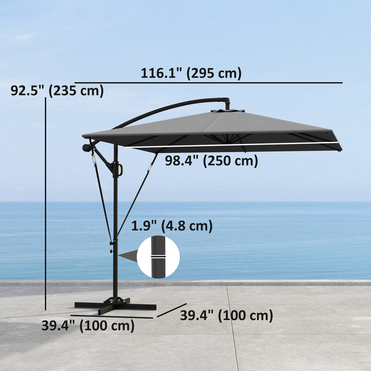 Khaki Offset Umbrella UPF50+ with Crank Base