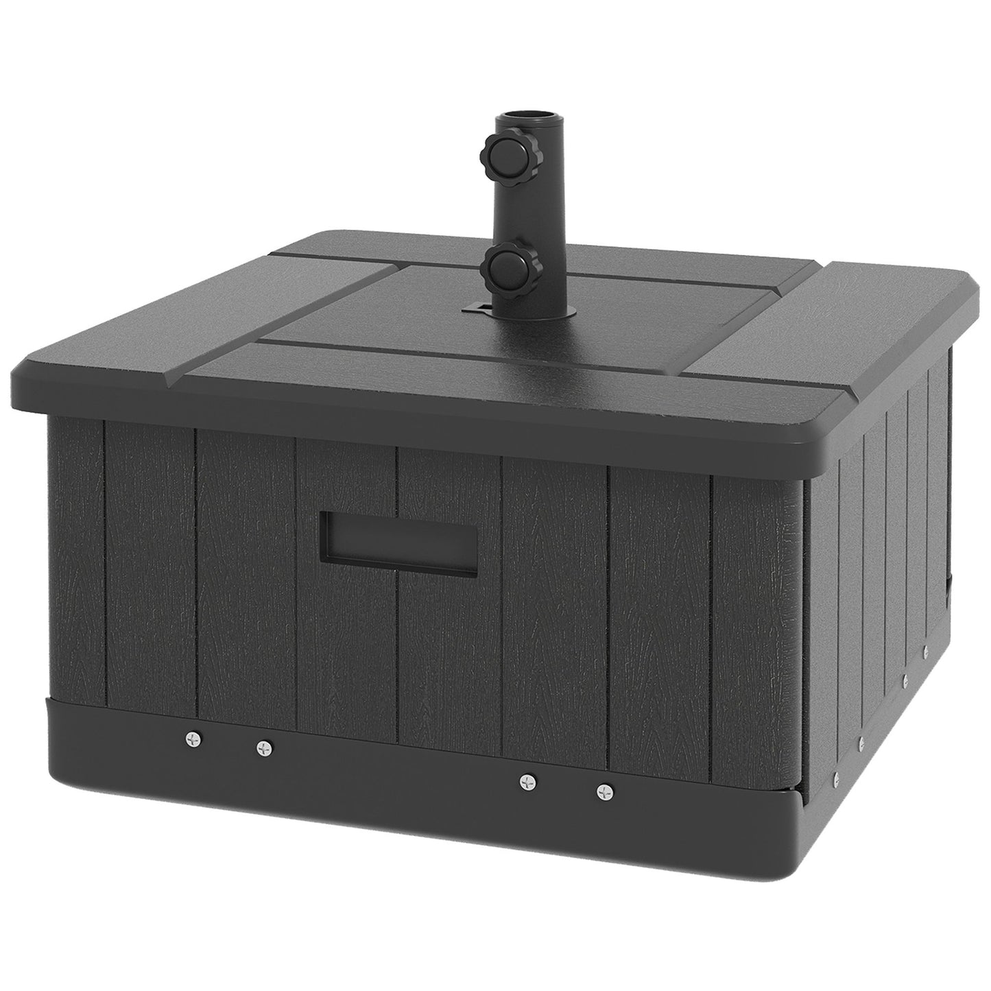 3-in-1 Outdoor Umbrella Base with Wheels and Handles, End Table, Flower Box Planter with Hole, 176 lbs. Capacity, Black