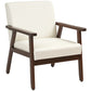 Modern Accent Chairs with Cushioned Seat, Upholstered Linen-Feel Armchair for Bedroom, Living Room, Cream White