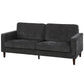 3-Seater Button-Tufted Sofa with Wood Legs - Dark Grey