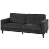 3-Seater Button-Tufted Sofa with Wood Legs - Dark Grey