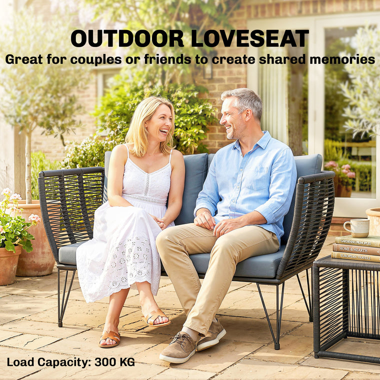 2-Seater Patio Loveseat Sofa with Galvanized Steel Frame