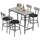 5-Piece Bar Table Set, Industrial Bar Table and Stools for 4 with Footrest and Steel Frame for Kitchen, Cement Grey