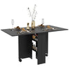 Foldable Drop-Leaf Dining Table with Storage Shelves - Black