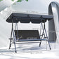 3-Seat Patio Swing Chair, Outdoor Canopy Swing Glider with Adjustable Shade, Grey