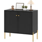 Sideboard, Modern Buffet Cabinet, Coffee Bar Cabinet with Fluted Doors and Adjustable Shelf, Black