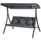 3-Person Patio Swing Chair, Outdoor Porch Swing Bench with Adjustable Canopy, Cushioned Seat, Dark Grey