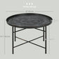 24" Round Coffee Table with Hammered Tray Top - Pewter