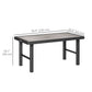 Outdoor Side Table with SPC Woodgrain Tabletop, Metal Patio Coffee Table for Outside Garden, Distressed Grey