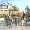 Outdoor Bar Stools Set of 2, Swivel Bar Height Chairs with High Back, Curved Armrests and Steel Frame, Light Grey