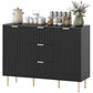 Sideboard Buffet Cabinet with 3 Drawers - Black